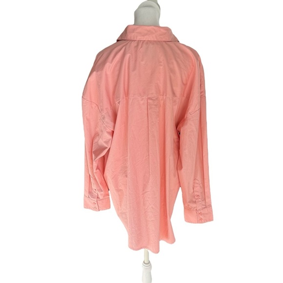 Abercrombie- NWT Oversized Boyfriend Poplin Pink Button-Up Shirt Blouse Sz L - Picture 6 of 7